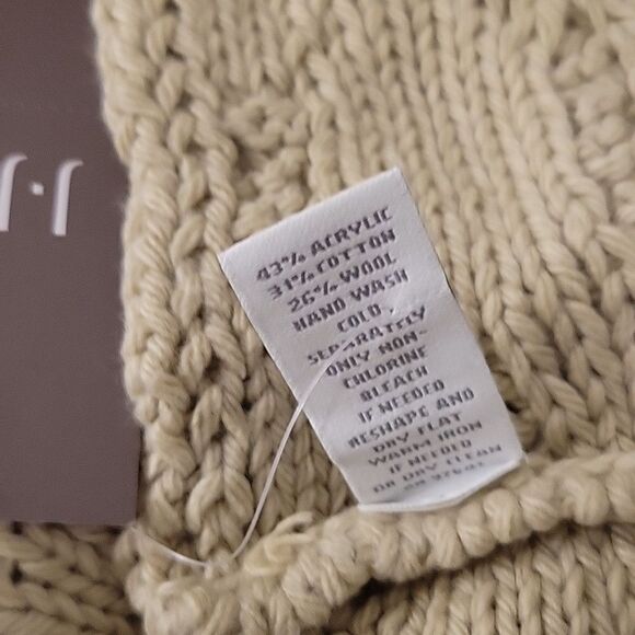 J. Jill Pure Jill Wool Blend Cable Knit Infinity Scarf Tan NWT - Picture 5 of 7